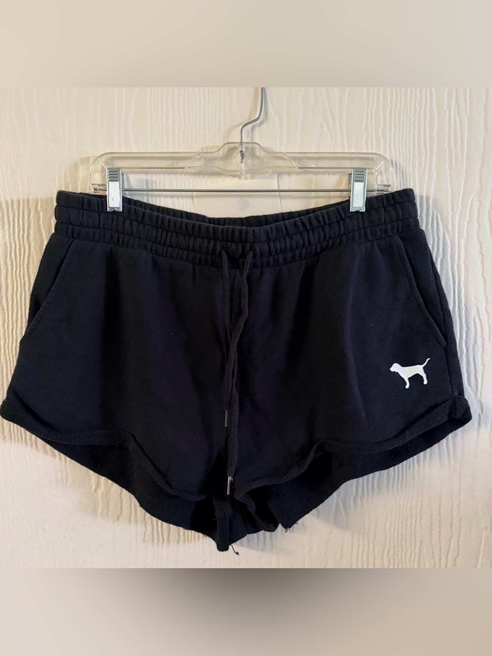 PINK Victoria's Secret Black Logo Drawstring Athletic Shorts